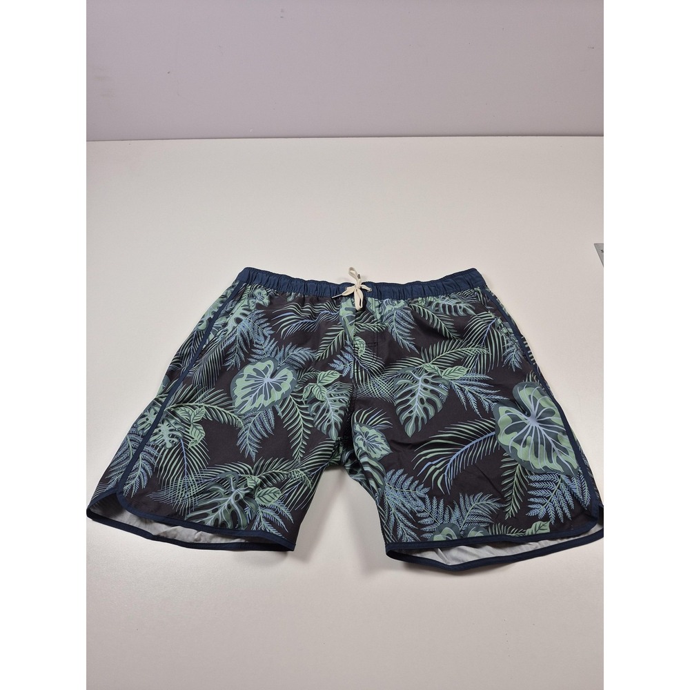 Fair Harbor Swim Trunks Shorts Mens 3XL Blue Tropical Leaf Lined Drawstring